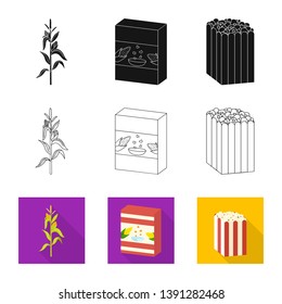 Isolated object of cornfield and vegetable sign. Collection of cornfield and vegetarian vector icon for stock.