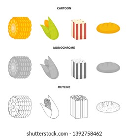 Isolated object of cornfield and vegetable sign. Set of cornfield and vegetarian stock symbol for web.