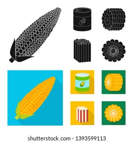 Isolated object of cornfield and vegetable sign. Set of cornfield and vegetarian stock symbol for web.