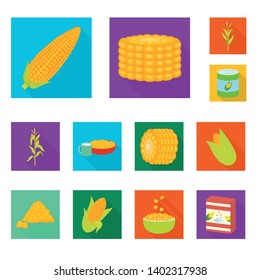 Isolated object of cornfield and vegetable sign. Collection of cornfield and vegetarian vector icon for stock.