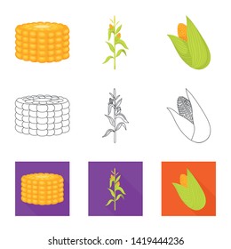 Isolated object of cornfield and vegetable sign. Set of cornfield and vegetarian stock symbol for web.
