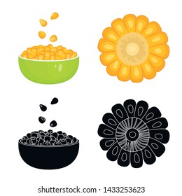 Isolated object of cornfield and vegetable sign. Collection of cornfield and vegetarian stock vector illustration.