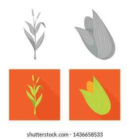 Isolated object of cornfield and vegetable sign. Collection of cornfield and vegetarian stock symbol for web.