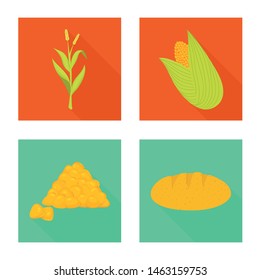 Isolated object of cornfield and vegetable sign. Set of cornfield and vegetarian vector icon for stock.