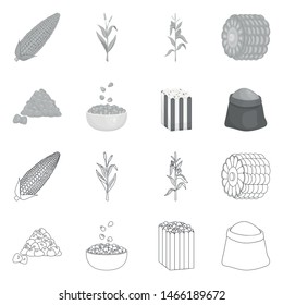 Isolated object of cornfield and vegetable sign. Collection of cornfield and vegetarian stock symbol for web.
