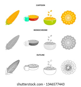 Isolated object of cornfield and vegetable symbol. Set of cornfield and vegetarian vector icon for stock.