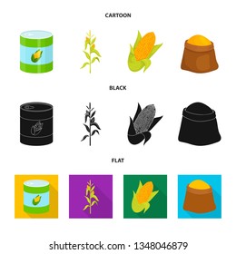 Isolated object of cornfield and vegetable symbol. Collection of cornfield and vegetarian stock symbol for web.