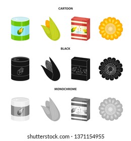 Isolated object of cornfield and vegetable symbol. Set of cornfield and vegetarian stock symbol for web.