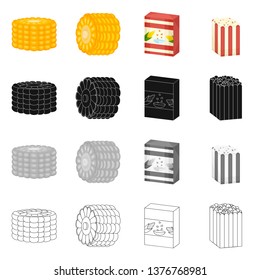 Isolated object of cornfield and vegetable symbol. Collection of cornfield and vegetarian vector icon for stock.
