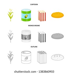 Isolated object of cornfield and vegetable symbol. Collection of cornfield and vegetarian stock symbol for web.