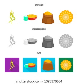 Isolated object of cornfield and vegetable symbol. Set of cornfield and vegetarian stock symbol for web.