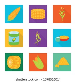 Isolated object of cornfield and vegetable symbol. Set of cornfield and vegetarian stock vector illustration.