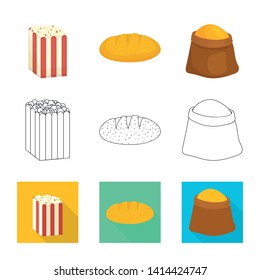 Isolated object of cornfield and vegetable symbol. Set of cornfield and vegetarian vector icon for stock.