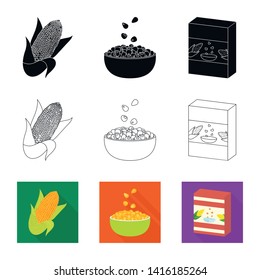 Isolated object of cornfield and vegetable symbol. Collection of cornfield and vegetarian stock symbol for web.