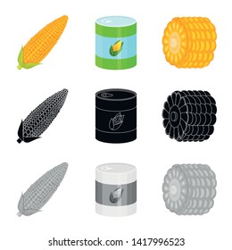Isolated object of cornfield and vegetable symbol. Set of cornfield and vegetarian vector icon for stock.