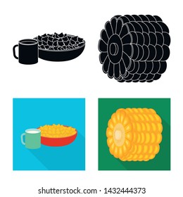 Isolated object of cornfield and vegetable symbol. Set of cornfield and vegetarian vector icon for stock.