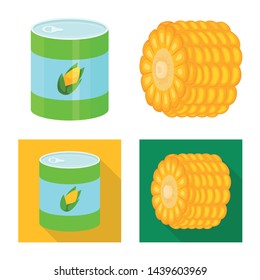 Isolated object of cornfield and vegetable symbol. Collection of cornfield and vegetarian stock symbol for web.