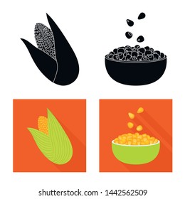 Isolated object of cornfield and vegetable symbol. Collection of cornfield and vegetarian stock vector illustration.