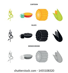 Isolated object of cornfield and vegetable symbol. Set of cornfield and vegetarian vector icon for stock.