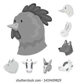 Isolated object of countryside and homestead sign. Set of countryside and breeding stock symbol for web.