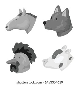 Isolated object of countryside and homestead sign. Collection of countryside and breeding stock symbol for web.
