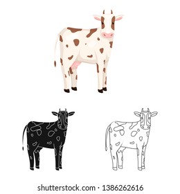 Isolated object of cow and calf sign. Set of cow and milk stock symbol for web.