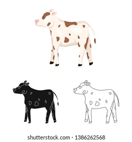 Isolated object of cow and heifer symbol. Collection of cow and milk stock symbol for web.