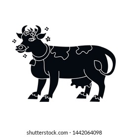 Isolated object of cow and milk icon. Set of cow and dairy stock vector illustration.