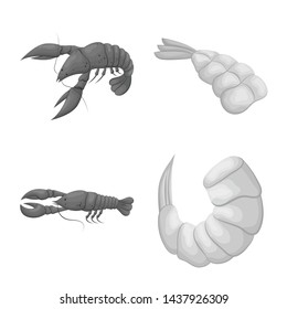 Isolated object of crab and appetizer logo. Set of crab and sea stock symbol for web.