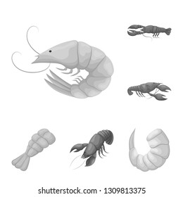 Isolated object of crab and appetizer sign. Collection of crab and sea stock vector illustration.
