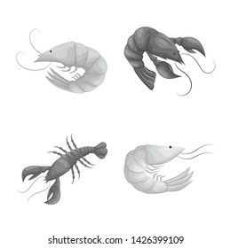 Isolated object of crab and appetizer sign. Collection of crab and sea vector icon for stock.
