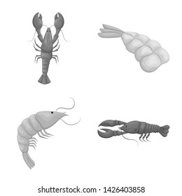 Isolated object of crab and appetizer sign. Collection of crab and sea stock vector illustration.