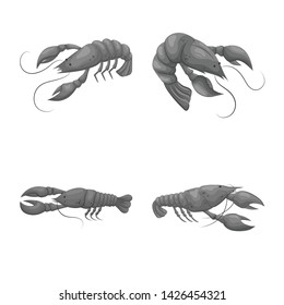 Isolated object of crab and appetizer sign. Set of crab and sea stock symbol for web.