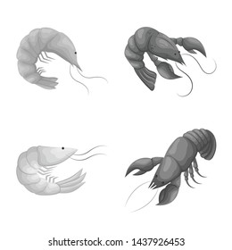 Isolated object of crab and appetizer symbol. Collection of crab and sea vector icon for stock.