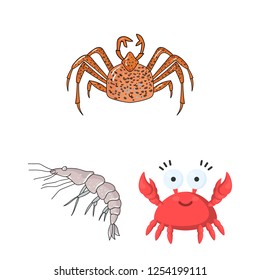 Isolated object of crab and beach icon. Collection of crab and sea stock symbol for web.