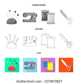 Isolated object of craft and handcraft logo. Collection of craft and industry stock vector illustration.