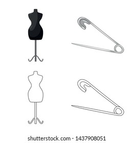 Isolated object of craft and handcraft symbol. Collection of craft and industry stock vector illustration.