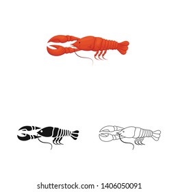 Isolated object of crayfish  and lobster logo. Collection of crayfish  and boiled stock vector illustration.