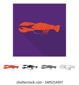 Isolated object of crayfish  and lobster symbol. Collection of crayfish  and boiled vector icon for stock.