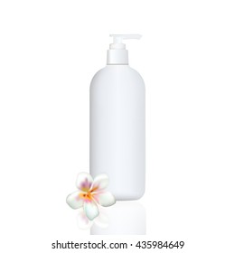 Isolated object. Cream. Packaging. Bottle with cream. Jasmine. Realistic object.