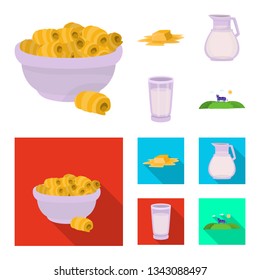 Isolated object of creamy and product icon. Set of creamy and farm stock vector illustration.