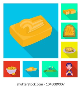 Isolated object of creamy and product icon. Set of creamy and farm vector icon for stock.