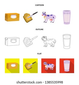 Isolated object of creamy and product icon. Set of creamy and farm stock vector illustration.