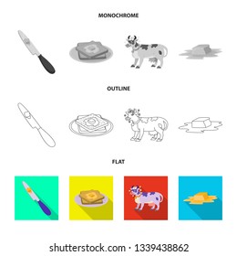 Isolated object of creamy and product logo. Collection of creamy and farm vector icon for stock.