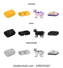 Isolated object of creamy and product logo. Set of creamy and farm stock vector illustration.