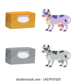 Isolated object of creamy and product logo. Set of creamy and farm stock vector illustration.