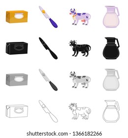 Isolated object of creamy and product sign. Set of creamy and farm stock symbol for web.