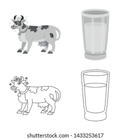 Isolated object of creamy and product sign. Set of creamy and farm vector icon for stock.