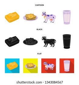 Isolated object of creamy and product symbol. Collection of creamy and farm stock symbol for web.