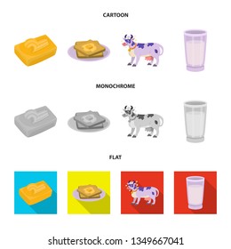 Isolated object of creamy and product symbol. Set of creamy and farm stock vector illustration.